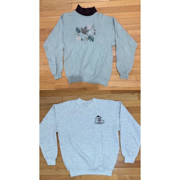 Hanes Sweatshirts Lot of 2 Embroidered Floral & Operation Toy Drop Medium - Picture 1 of 16